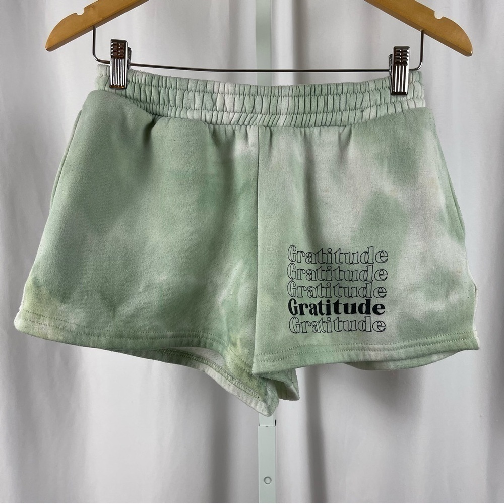 Love Streak Medium Tie Dye Gratitude Boho Fleece Affirmation Sweat Shorts Gym